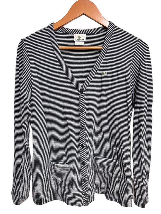 Lacoste Tops - Lacoste Navy & White Striped Button Cardigan 40